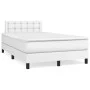 Box spring bed with mattress and LED white synthetic leather 120x190 cm by , Beds and slatted bases - Ref: Foro24-3270136, Pr...