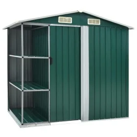 Cobertizo de jardín con estante hierro verde 205x130x183 cm de vidaXL, Cobertizos - Ref: Foro24-47104, Precio: 300,90 €, Desc...