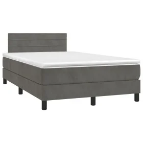 Box spring bed with mattress and LED dark gray velvet 120x190 cm by , Beds and slatted bases - Ref: Foro24-3270160, Price: 39...