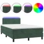 Box spring bed with mattress and LED dark green velvet 120x190cm by , Beds and slatted bases - Ref: Foro24-3270162, Price: 39...