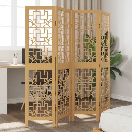 4-panel partition screen solid paulownia wood brown by , Room dividers - Ref: Foro24-358865, Price: 82,81 €, Discount: %