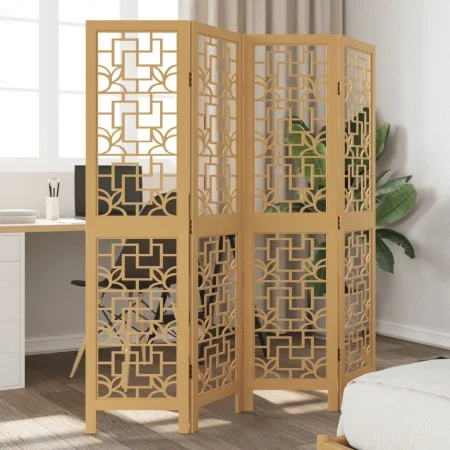 4-panel partition screen solid paulownia wood brown by , Room dividers - Ref: Foro24-358865, Price: 81,58 €, Discount: %