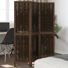 Dark brown paulownia wood 3-panel separator screen by , Room dividers - Ref: Foro24-358653, Price: 83,21 €, Discount: %