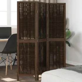 Dark brown paulownia wood 3-panel separator screen by , Room dividers - Ref: Foro24-358653, Price: 81,76 €, Discount: %