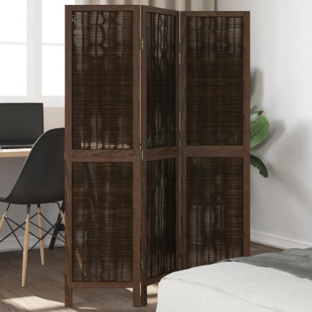 Biombo separador de 3 paneles madera paulownia marrón oscuro de , Divisores de ambientes - Ref: Foro24-358653, Precio: 88,66 ...