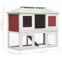 Conejera jaula de animales con doble piso de madera rojo de vidaXL, Jaulas y habitáculos para animales pequeños - Ref: Foro24...
