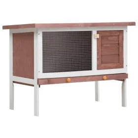 1-stöckiger Kaninchenkäfig aus braunem Holz von vidaXL, Käfige und Lebensräume für Kleintiere - Ref: Foro24-170829, Preis: 80...