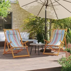 Folding beach chairs 2 units multicolored fabric by , Garden chairs - Ref: Foro24-3214483, Price: 143,35 €, Discount: %