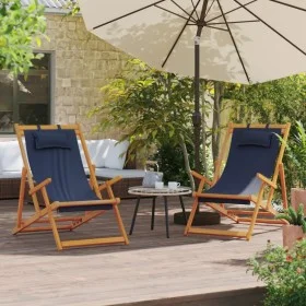 Folding beach chairs 2 units blue fabric by , Garden chairs - Ref: Foro24-3214481, Price: 128,39 €, Discount: %