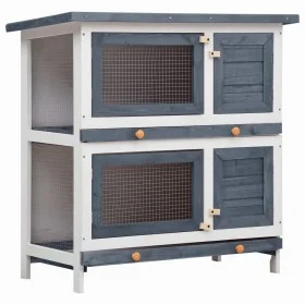 Kaninchenstall Käfig mit 4 grauen Holztüren von vidaXL, Käfige und Lebensräume für Kleintiere - Ref: Foro24-170834, Preis: 13...