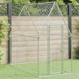 Jaula para gallinas acero galvanizado plateado 200x100x190 cm de , Jaulas y habitáculos para animales pequeños - Ref: Foro24-...