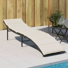Lounger with black synthetic rattan cushion 55x199x50 cm by , Loungers - Ref: Foro24-368245, Price: 127,90 €, Discount: %