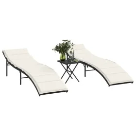 Sun loungers with table 2 units black synthetic rattan by , Loungers - Ref: Foro24-368251, Price: 241,94 €, Discount: %
