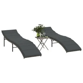 Loungers with table 2 units gray synthetic rattan by , Loungers - Ref: Foro24-368253, Price: 247,07 €, Discount: %