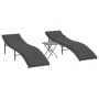 Loungers with table 2 units gray synthetic rattan by , Loungers - Ref: Foro24-368253, Price: 158,04 €, Discount: %