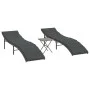 Loungers with table 2 units gray synthetic rattan by , Loungers - Ref: Foro24-368253, Price: 247,07 €, Discount: %