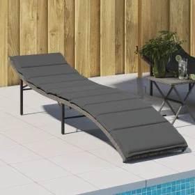 Liege mit grauem synthetischem Rattankissen 55x199x50 cm von , Liegen - Ref: Foro24-368247, Preis: 130,34 €, Rabatt: %