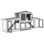 Large wooden gray and white animal cage 204x45x85 cm by vidaXL, Cages and habitats for small animals - Ref: Foro24-170843, Pr...