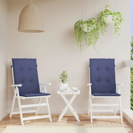 High back chair cushions 2 pcs navy blue fabric by , Cushions for chairs and sofas - Ref: Foro24-378611, Price: 38,95 €, Disc...