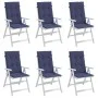 High back chair cushions 6 pcs navy blue fabric by , Cushions for chairs and sofas - Ref: Foro24-378613, Price: 69,42 €, Disc...