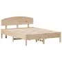 Bed frame with solid pine wood headboard 135x190 cm by , Beds and slatted bases - Ref: Foro24-3207229, Price: 157,81 €, Disco...