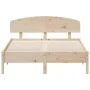 Bed frame with solid pine wood headboard 135x190 cm by , Beds and slatted bases - Ref: Foro24-3207229, Price: 157,81 €, Disco...