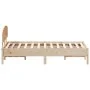 Bed frame with solid pine wood headboard 135x190 cm by , Beds and slatted bases - Ref: Foro24-3207229, Price: 157,81 €, Disco...