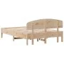 Bed frame with solid pine wood headboard 135x190 cm by , Beds and slatted bases - Ref: Foro24-3207229, Price: 157,81 €, Disco...