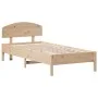 Bed frame with solid pine wood headboard 100x200 cm by , Beds and slatted bases - Ref: Foro24-3207217, Price: 128,50 €, Disco...