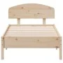 Bed frame with solid pine wood headboard 100x200 cm by , Beds and slatted bases - Ref: Foro24-3207217, Price: 128,50 €, Disco...