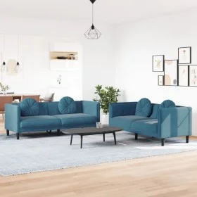 Set aus Sofas mit Kissen 2 Stück Samt blau von , Sofas - Ref: Foro24-3209265, Preis: 526,12 €, Rabatt: %