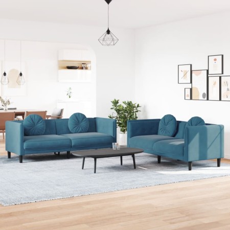 Set aus Sofas mit Kissen 2 Stück Samt blau von , Sofas - Ref: Foro24-3209265, Preis: 533,66 €, Rabatt: %