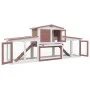Large brown and white wooden animal cage 204x45x85 cm by vidaXL, Cages and habitats for small animals - Ref: Foro24-170844, P...