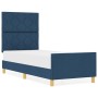 Estructura de cama con cabecera Azul 80 x 200 cm tela