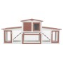 Large brown and white wooden animal cage 204x45x85 cm by vidaXL, Cages and habitats for small animals - Ref: Foro24-170844, P...