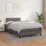 Cama box spring con colchón cuero sintético gris 120x190 cm
