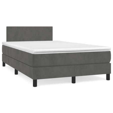 Box spring bed with dark gray velvet mattress 120x190 cm by , Beds and slatted bases - Ref: Foro24-3269826, Price: 367,46 €, ...