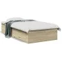 Sonoma oak engineered wood bed with drawers 90x200 cm by , Beds and slatted bases - Ref: Foro24-3280428, Price: 110,34 €, Dis...