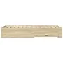 Sonoma oak engineered wood bed with drawers 90x200 cm by , Beds and slatted bases - Ref: Foro24-3280428, Price: 110,34 €, Dis...