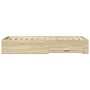 Sonoma oak engineered wood bed with drawers 100x200 cm by , Beds and slatted bases - Ref: Foro24-3280421, Price: 114,47 €, Di...