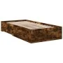 Smoked oak engineered wood bed with drawers 100x200 cm by , Beds and slatted bases - Ref: Foro24-3280423, Price: 113,23 €, Di...