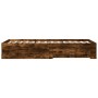 Smoked oak engineered wood bed with drawers 90x190 cm by , Beds and slatted bases - Ref: Foro24-3280437, Price: 110,45 €, Dis...