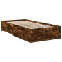 Smoked oak engineered wood bed with drawers 90x190 cm by , Beds and slatted bases - Ref: Foro24-3280437, Price: 110,45 €, Dis...