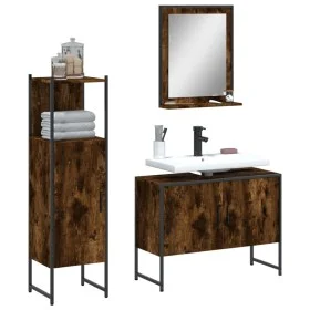 3-teiliges Badezimmermöbel-Set aus geräuchertem Eichensperrholz von , Badezimmermöbel - Ref: Foro24-3214351, Preis: 156,74 €,...