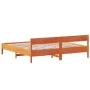 Bettgestell mit Kopfteil aus wachsbraunem Kiefernholz, 200 x 200 cm von , Betten und Lattenroste - Ref: Foro24-3216211, Preis...