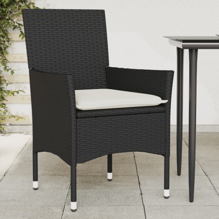 Sillones de jardín con cojines 2 uds ratán sintético negro de , Sillas de jardín - Ref: Foro24-368108, Precio: 120,09 €, Desc...