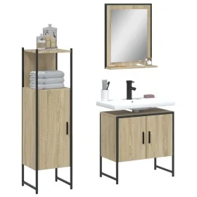 Sonoma oak plywood 3-piece bathroom furniture set by , Bathroom furniture - Ref: Foro24-3214345, Price: 147,84 €, Discount: %