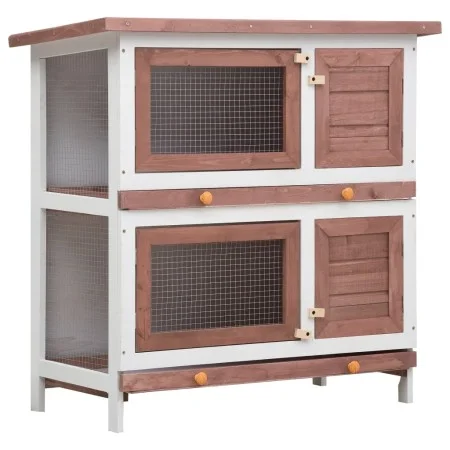 Kaninchenkäfig mit 4 braunen Holztüren von vidaXL, Käfige und Lebensräume für Kleintiere - Ref: Foro24-170835, Preis: 136,34 ...