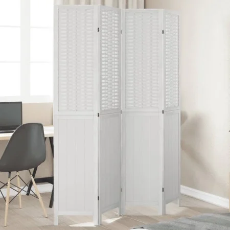 White Paulownia solid wood 4-panel dividing screen by , Room dividers - Ref: Foro24-358723, Price: 121,91 €, Discount: %