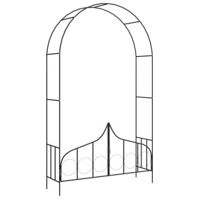 Arco de jardín con puerta hierro negro 138x40x238 cm